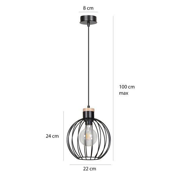 Lampa wisząca BARBADO 1 BLACK