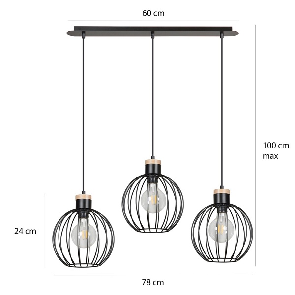 Lampa wisząca BARBADO 3 BLACK