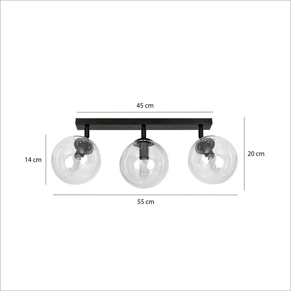 Lampa sufitowa TOFI 3 BL TRANSPARENT