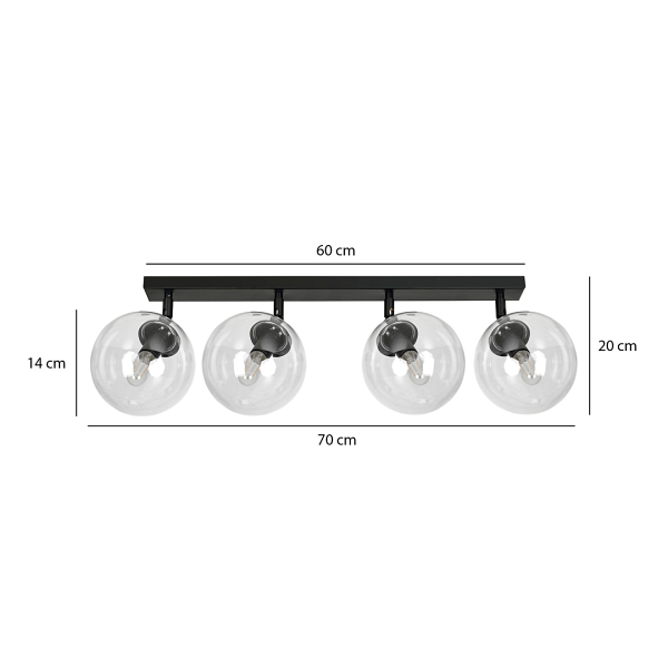 Lampa sufitowa TOFI 4 BL TRANSPARENT