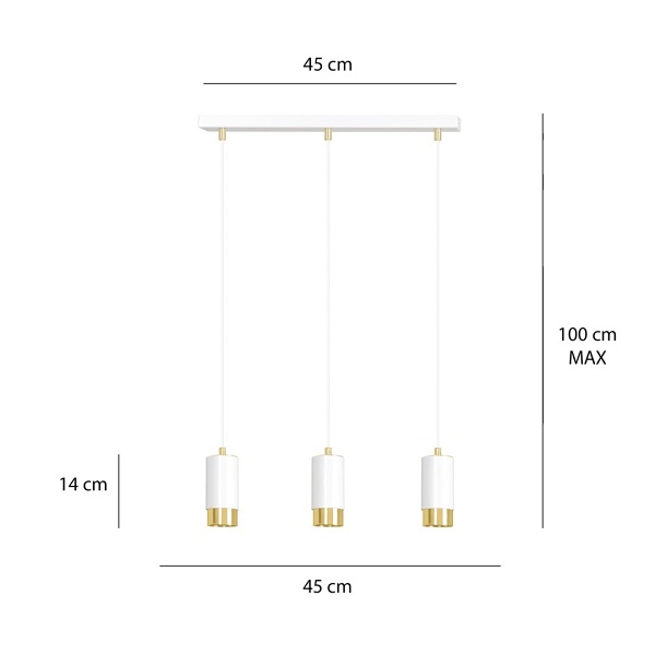 Lampa wisząca FUMIKO 3 WH/GOLD