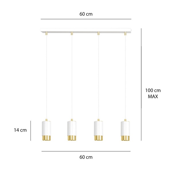 Lampa wisząca FUMIKO 4 WH/GOLD