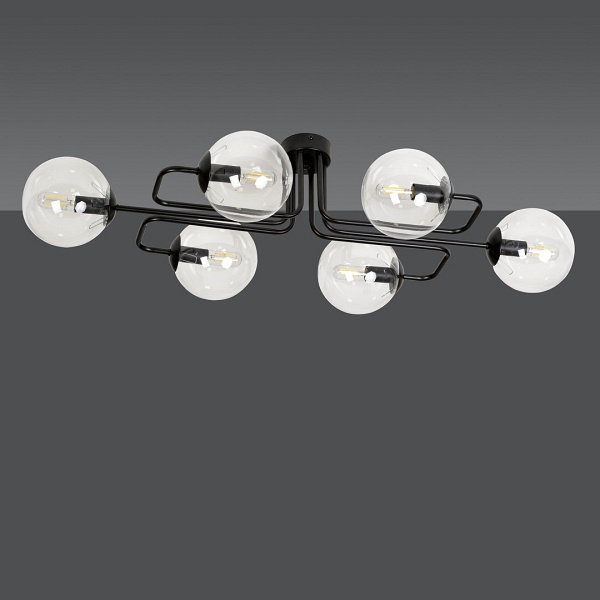 Lampa sufitowa BRENDI 6A BL TRANSPARENT - Emibig