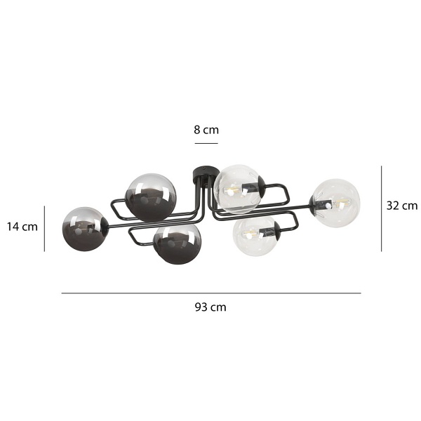 Lampa sufitowa BRENDI 6A BL MIX 3