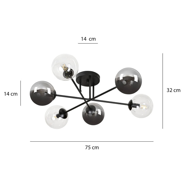 Lampa sufitowa BRENDI 6B BL MIX 1