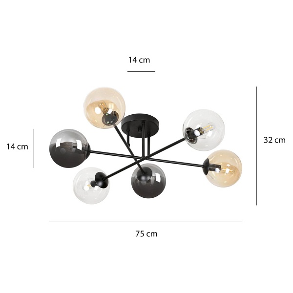 Lampa sufitowa BRENDI 6B BL MIX 2