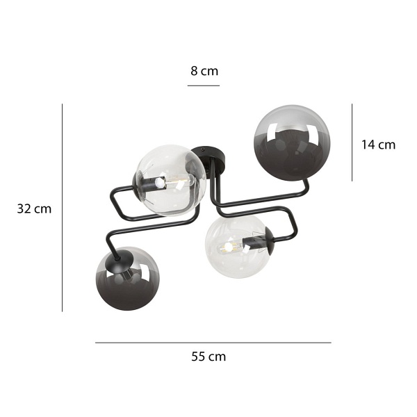 Lampa sufitowa BRENDI 4 BL MIX 3 - Emibig
