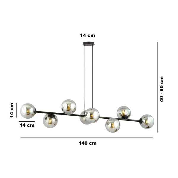 Lampa wisząca ROSSI 8 BL GRAFIT - Emibig