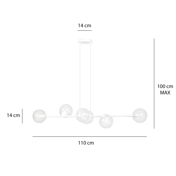 Lampa wisząca ROSSI 6 WH TRANSPARENT