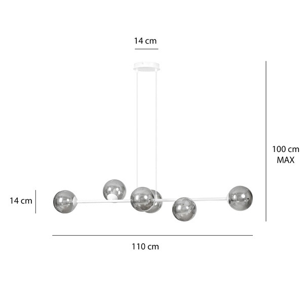 Lampa wisząca ROSSI 6 WH GRAFIT