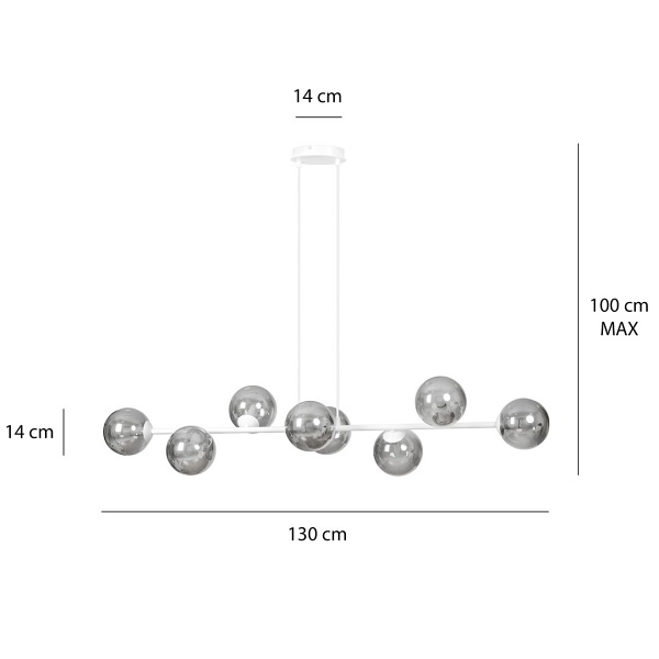 Lampa wisząca ROSSI 8 WH GRAFIT