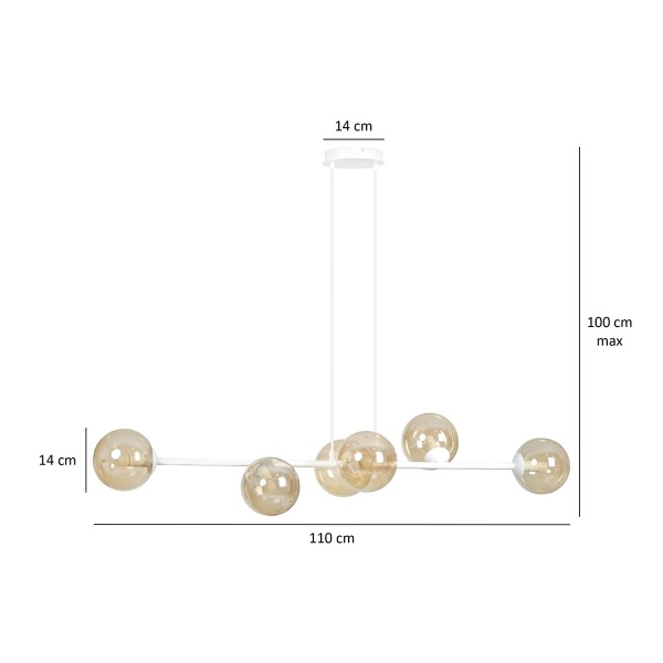 Lampa wisząca ROSSI 6 WH MIODOWY