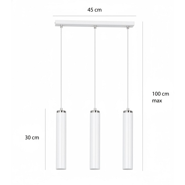 Lampa wisząca LUNA 3 WHITE - Emibig