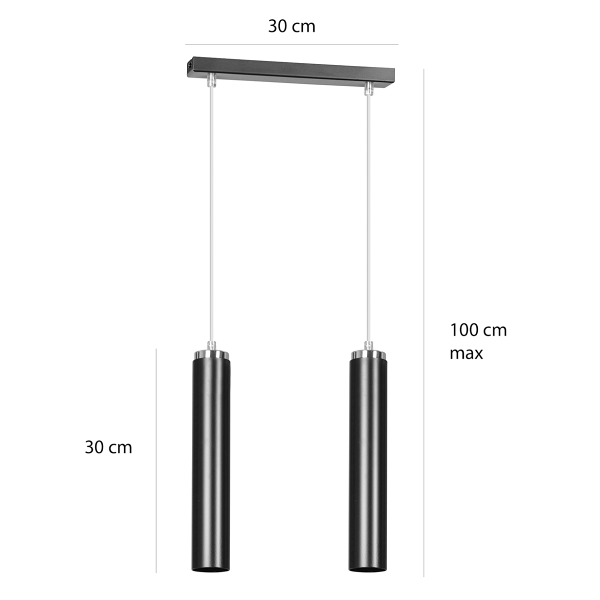 Lampa wisząca LUNA 2 BLACK - Emibig