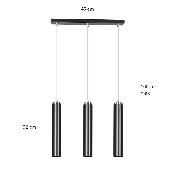 Lampa wisząca LUNA 3 BLACK - Emibig