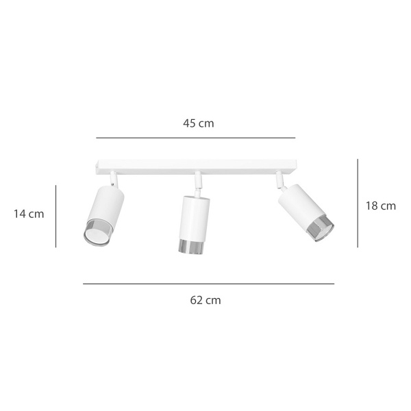 Lampa sufitowa HIRO 3 WH/CHROME