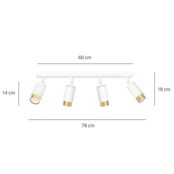 Lampa sufitowa HIRO 4 WH/GOLD