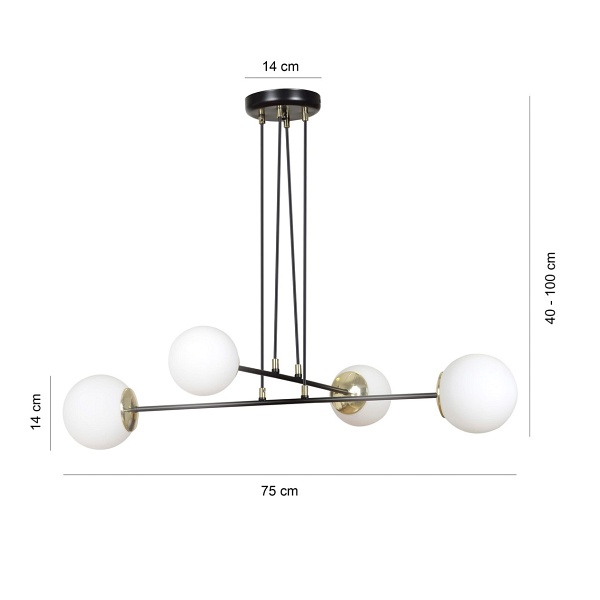 Lampa wisząca OGNIS 4 BLACK