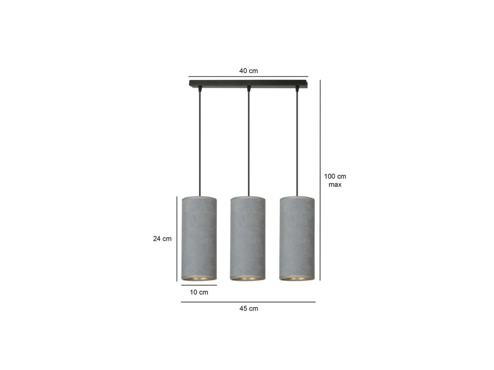 Lampa wisząca BENTE 3 BL GRAY