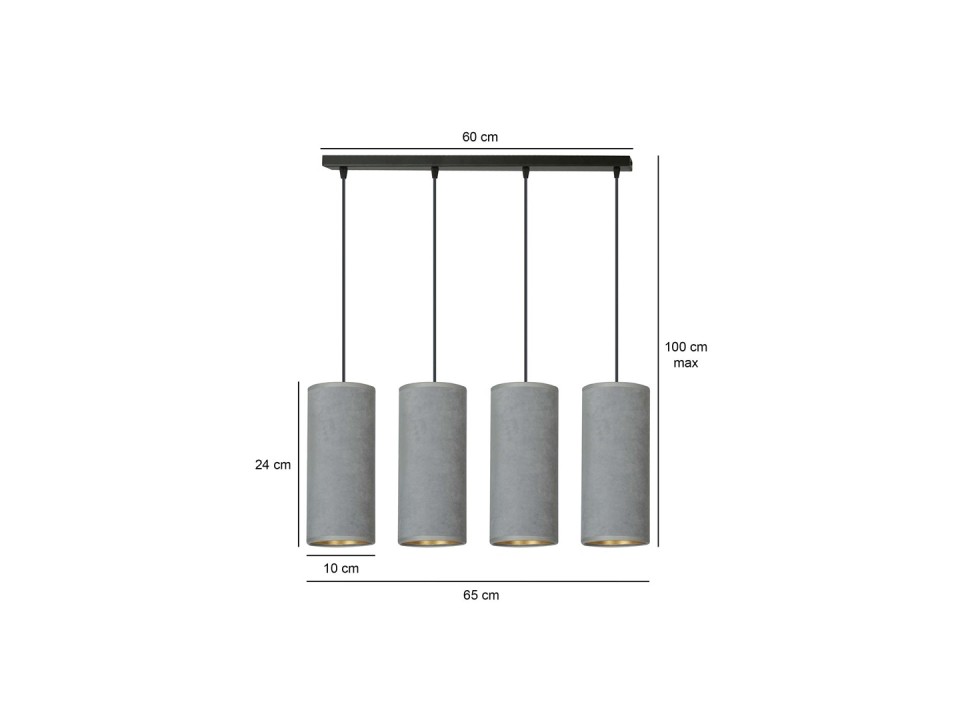 Lampa wisząca BENTE 4 BL GRAY