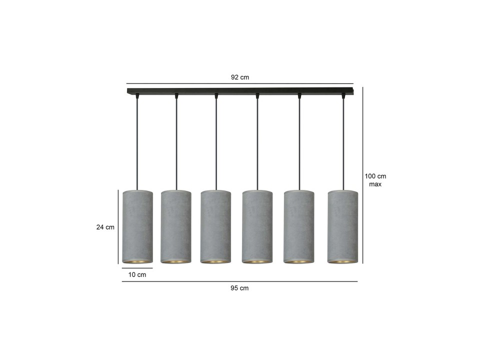 Lampa wisząca BENTE 6 BL GRAY