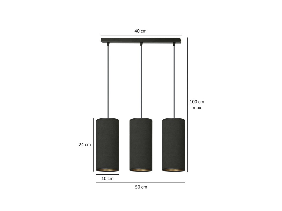 Lampa wisząca BENTE 3 BL BLACK