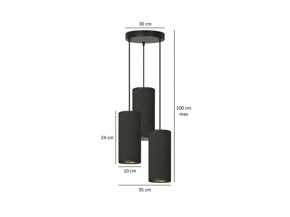 Lampa wisząca BENTE 3 BL PREMIUM BLACK