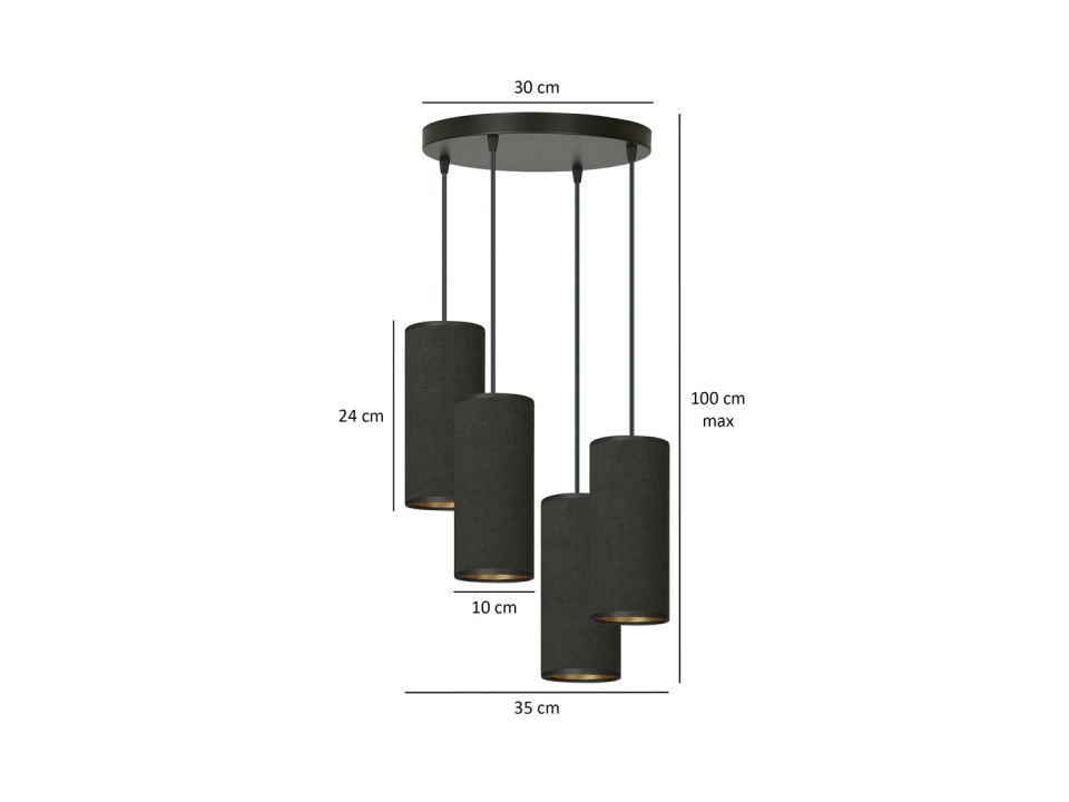 Lampa wisząca BENTE 4 BL PREMIUM BLACK