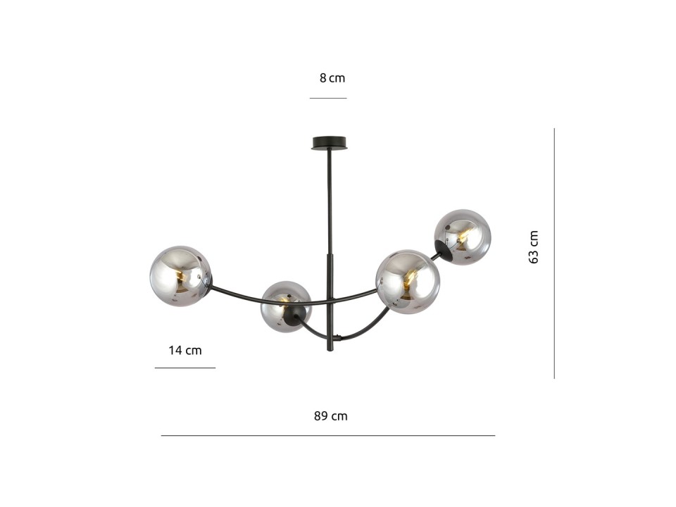 Lampa sufitowa HUNTER 4 BLACK/GRAFIT