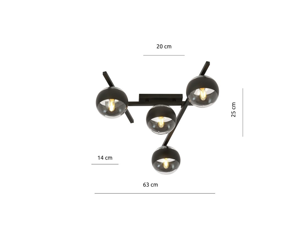 Lampa sufitowa SMART 4 BLACK/STRIPE