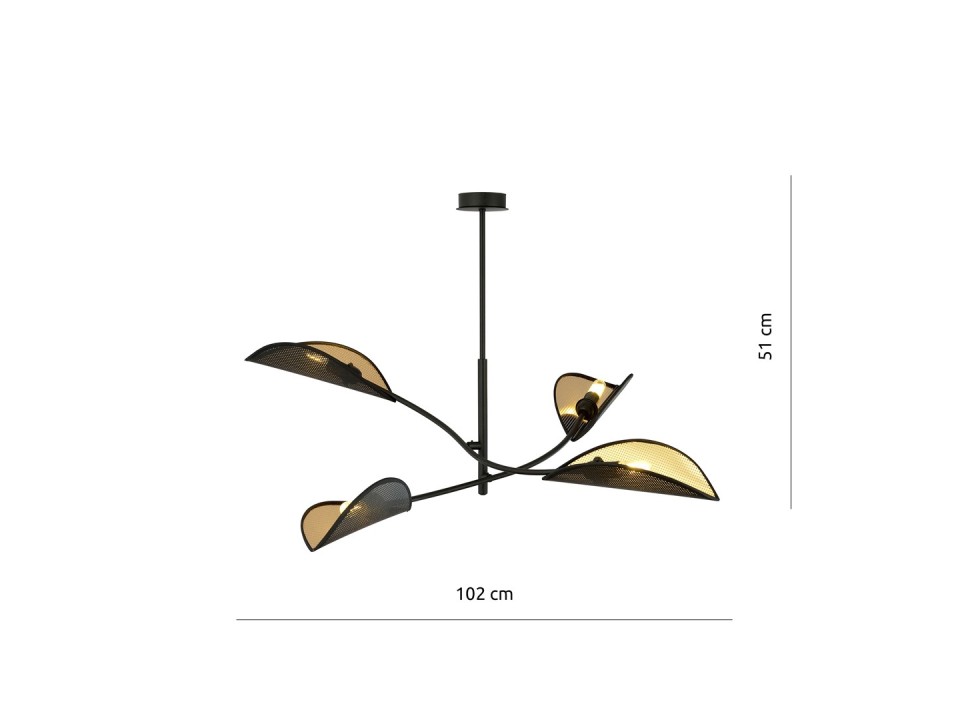 Lampa sufitowa LOTUS 4 BLACK/GOLD