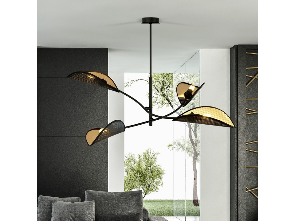 Lampa sufitowa LOTUS 4 BLACK/GOLD