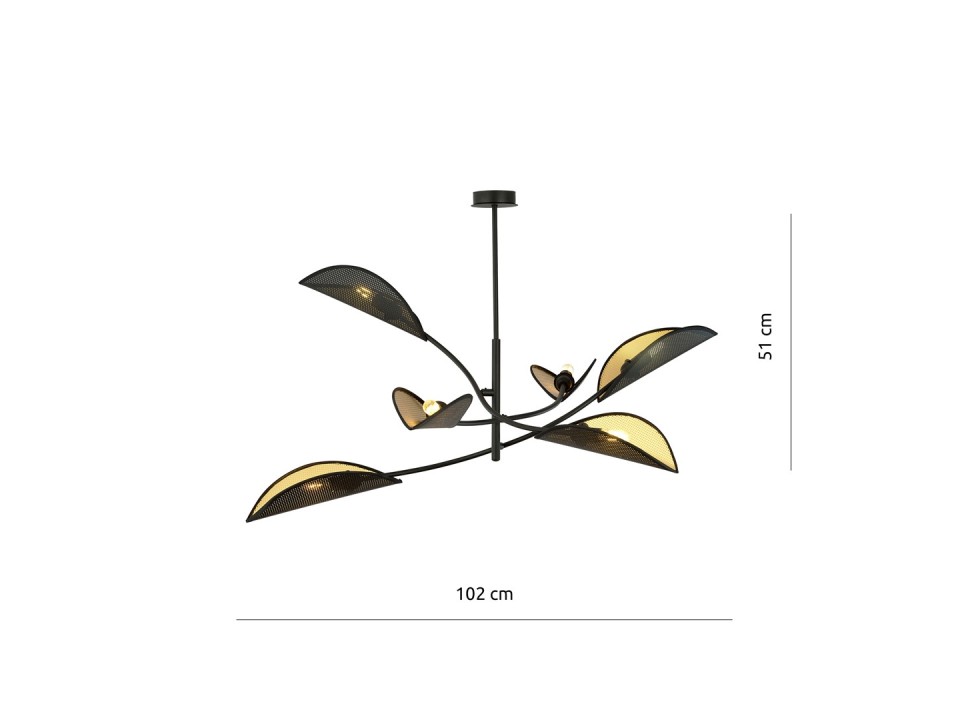 Lampa sufitowa LOTUS 6 BLACK/GOLD