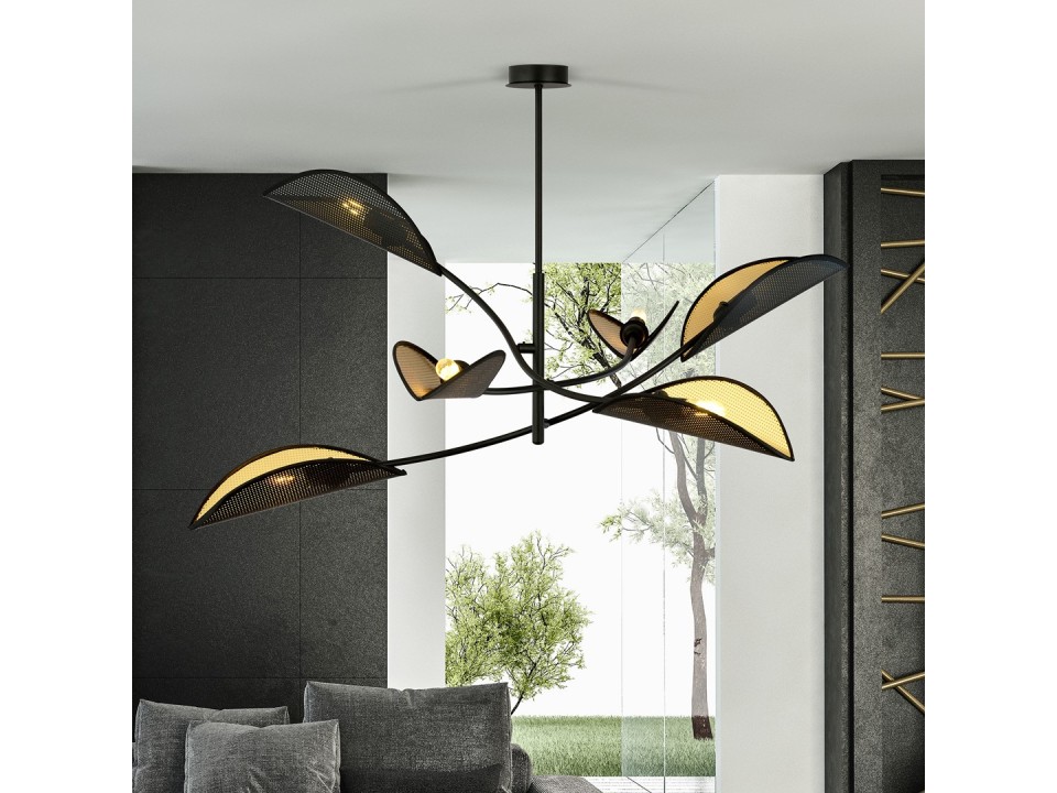 Lampa sufitowa LOTUS 6 BLACK/GOLD