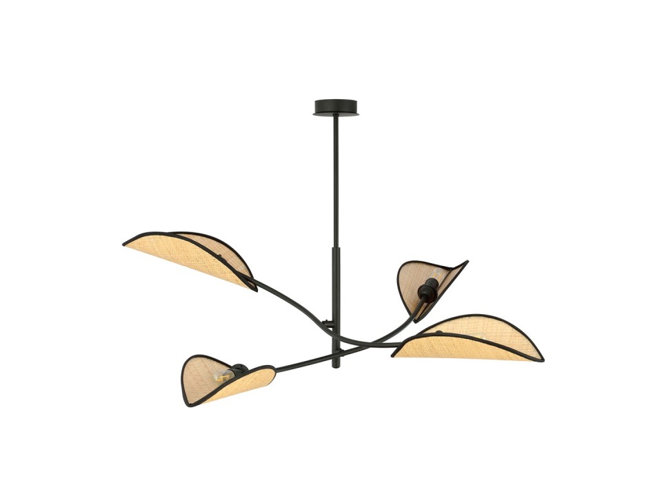 Lampa sufitowa LOTUS 4 BLACK/RATTAN