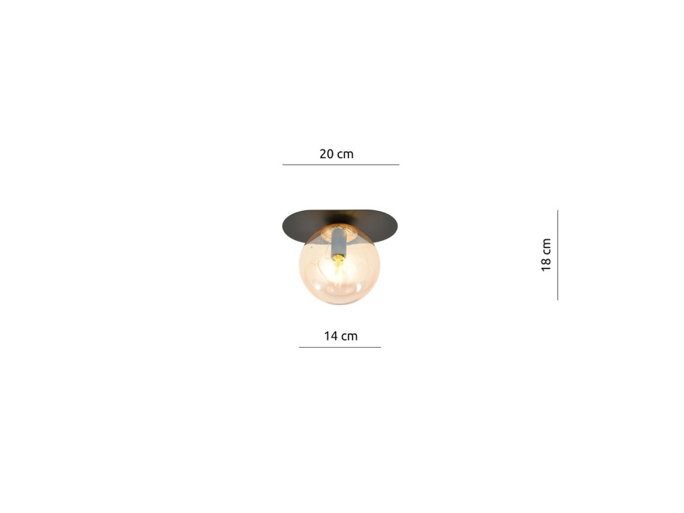 Lampa sufitowa PLAZA 1 BLACK/MIODOWY