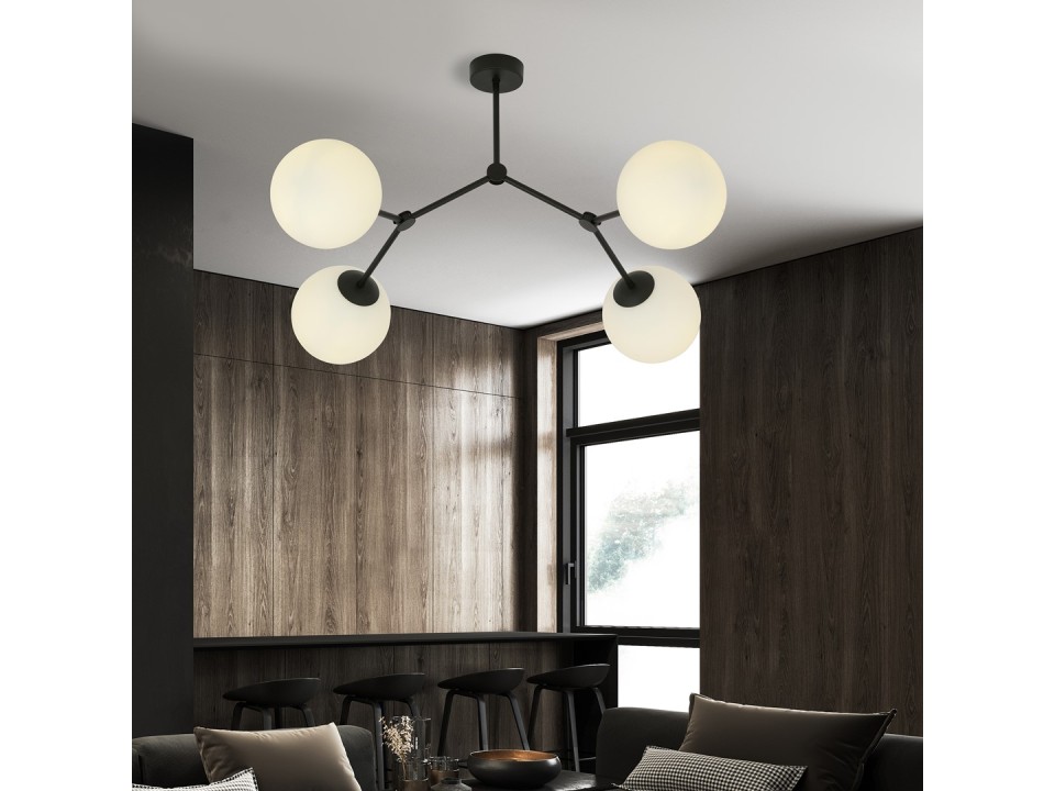 Lampa sufitowa SPACE 4 BLACK/OPAL