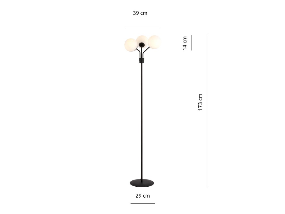 Lampa podłogowa NOVA LP3 BLACK/OPAL