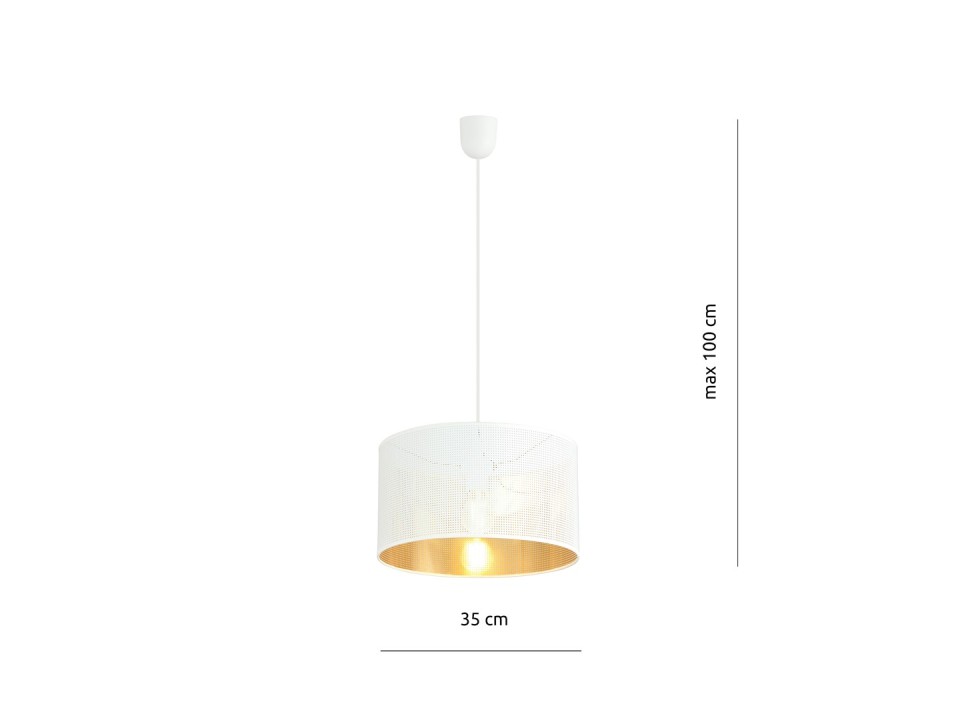 Lampa wisząca ASTON 1 WHITE/GOLD