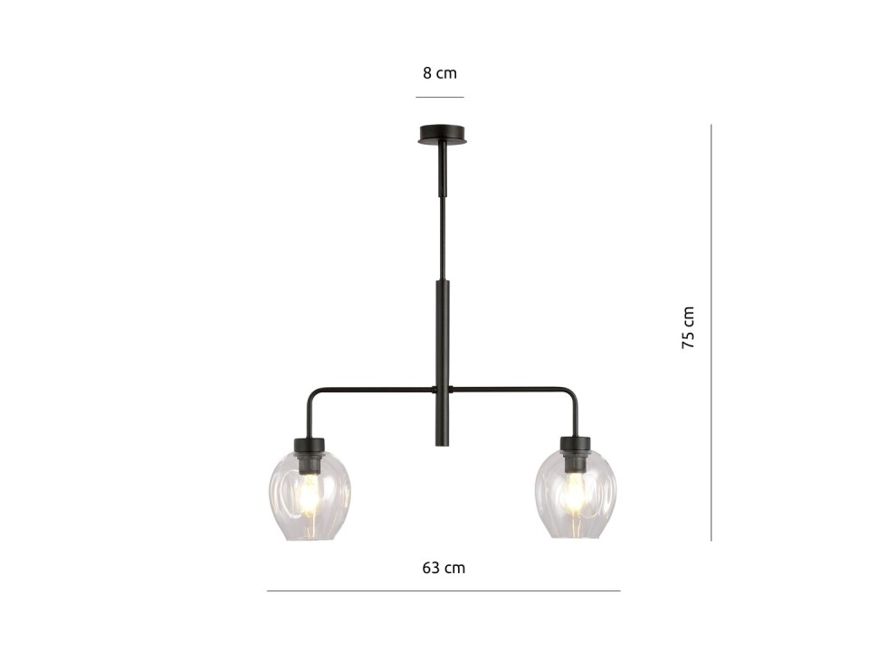 Lampa sufitowa LUKKA 2 BLACK/TRANSPARENT