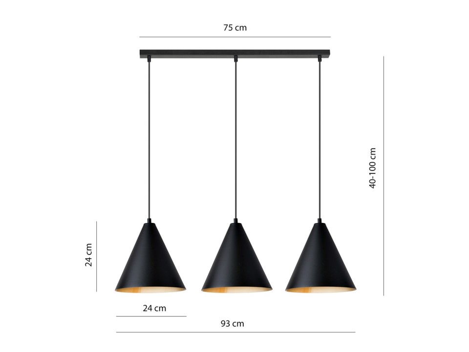 Lampa wisząca REBEL 3 BLACK/GOLD