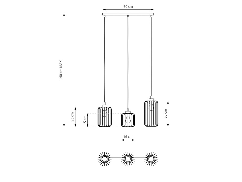 Lampa wisząca VANDER 3 BL GOLD