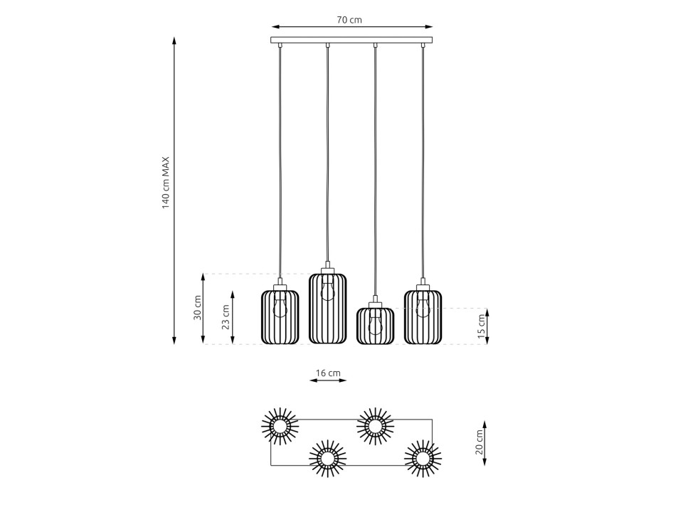 Lampa wisząca VANDER 4 BL