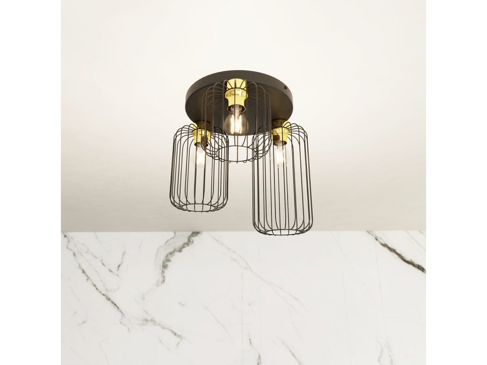 Lampa sufitowa BARN 3PREM BL GOLD