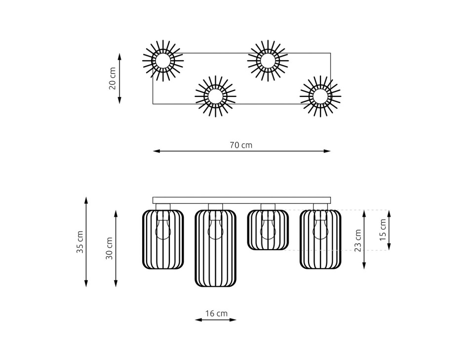 Lampa sufitowa BARN 4 BL