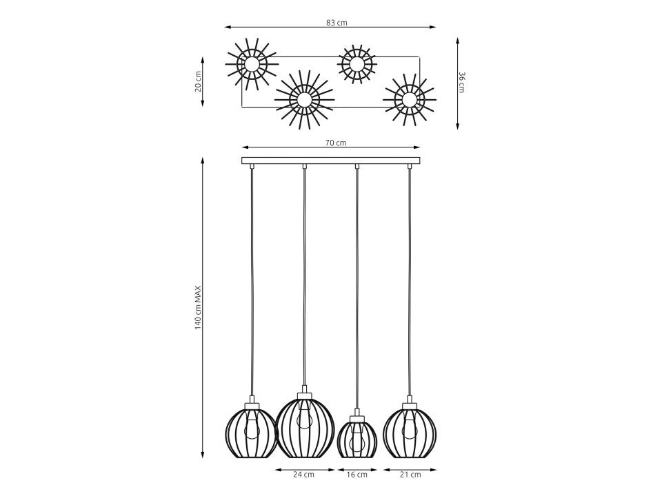 Lampa wisząca NANDO 4 BL GOLD