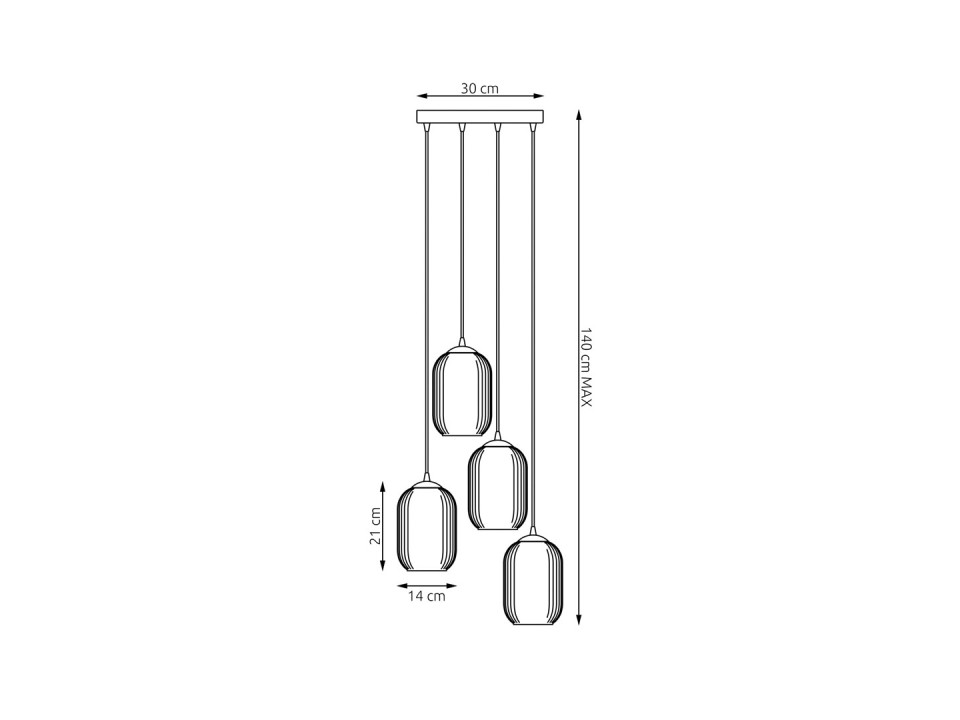 Lampa wisząca VERDI 4PREM BL OPAL