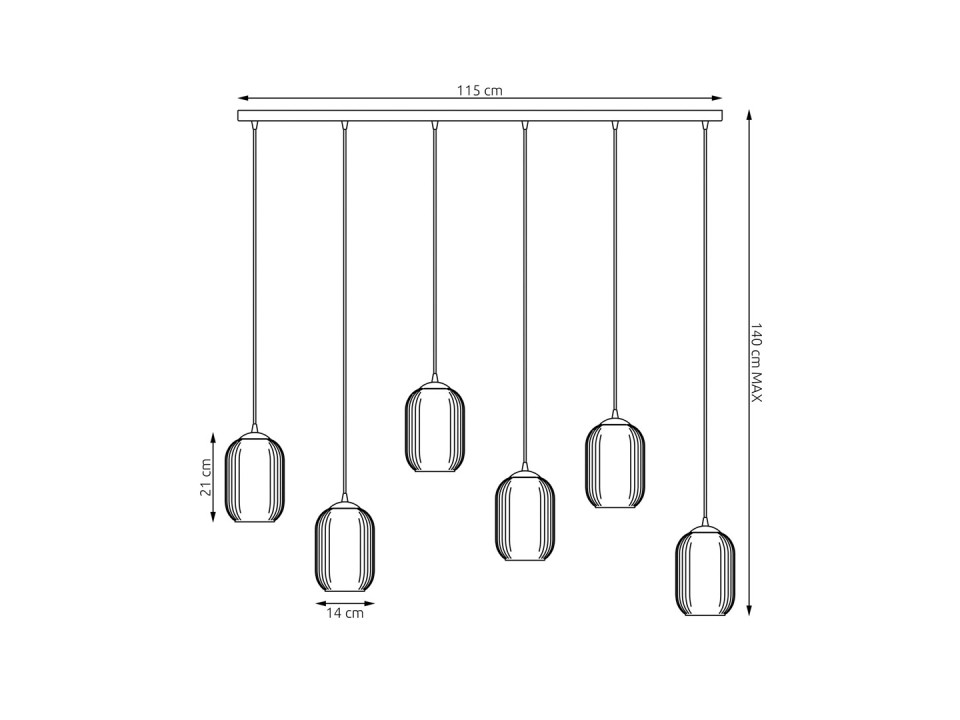 Lampa wisząca VERDI 6 BL OPAL