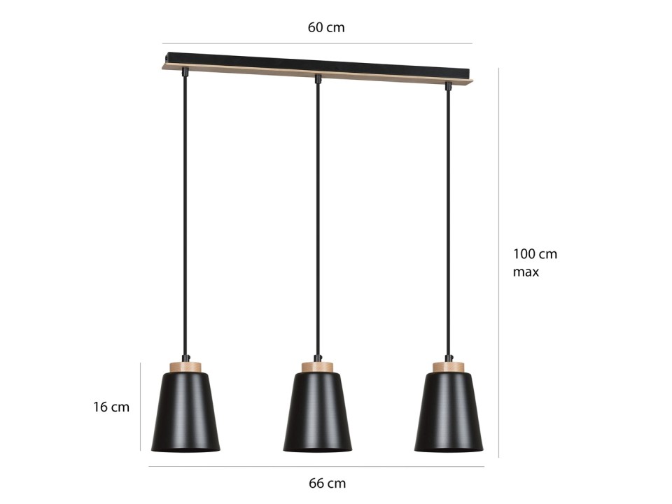 Lampa wisząca BOLERO 3 BLACK