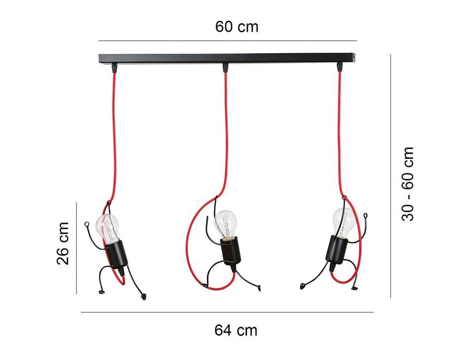 Lampa wisząca BOBI 3 BLACK